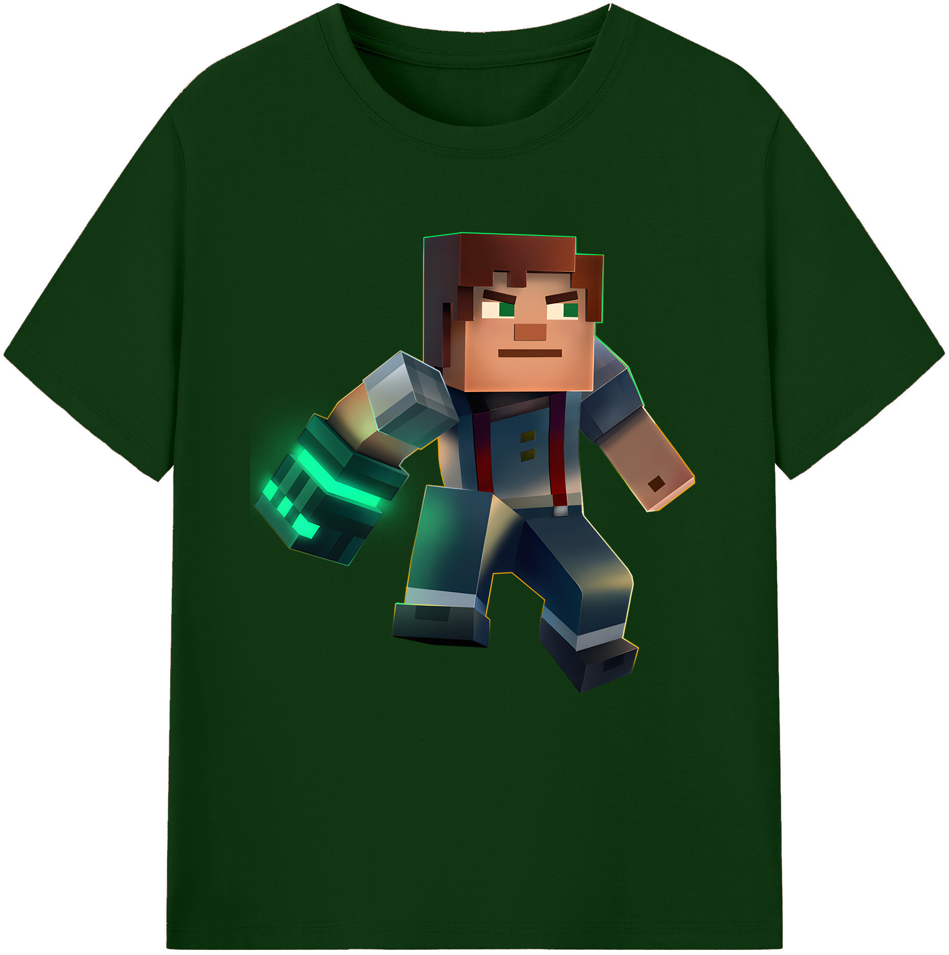 （画像用） マインクラフト ブロックの世界 Minecraft MC Block world 綿100％半袖Tシャツ（フロントプリント）
